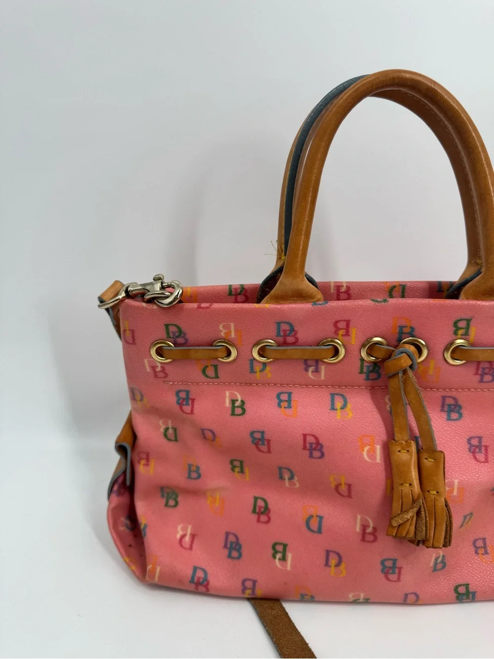 Vintage Dooney & Bourke Womens Monogram Handbag Satchel Crossbody CB Purse